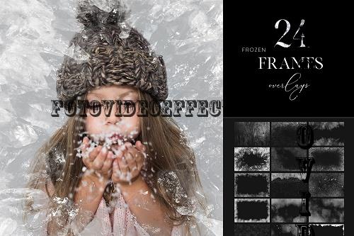 24 Frozen Frames Clipart, Winter Overlays - 1894553