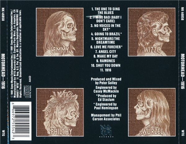 Motorhead - 1916 (1991) (Lossless + mp3)