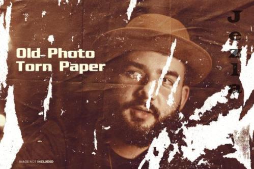Old Photo Torn Paper Photo Effect Psd