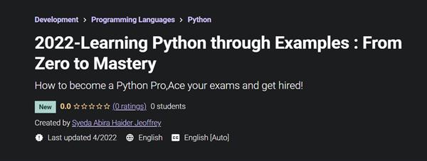 2022-Learning Python through Examples : From Zero to Mastery