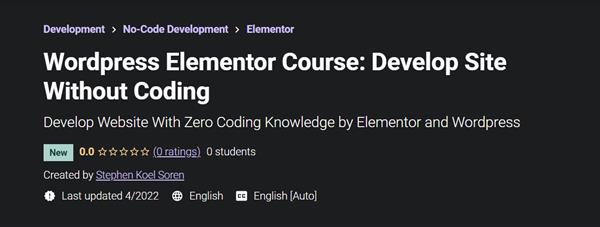 Wordpress Elementor Course Develop Site Without Coding