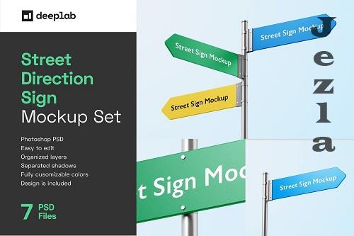 Street Direction Sign Mockup Set - 7127570