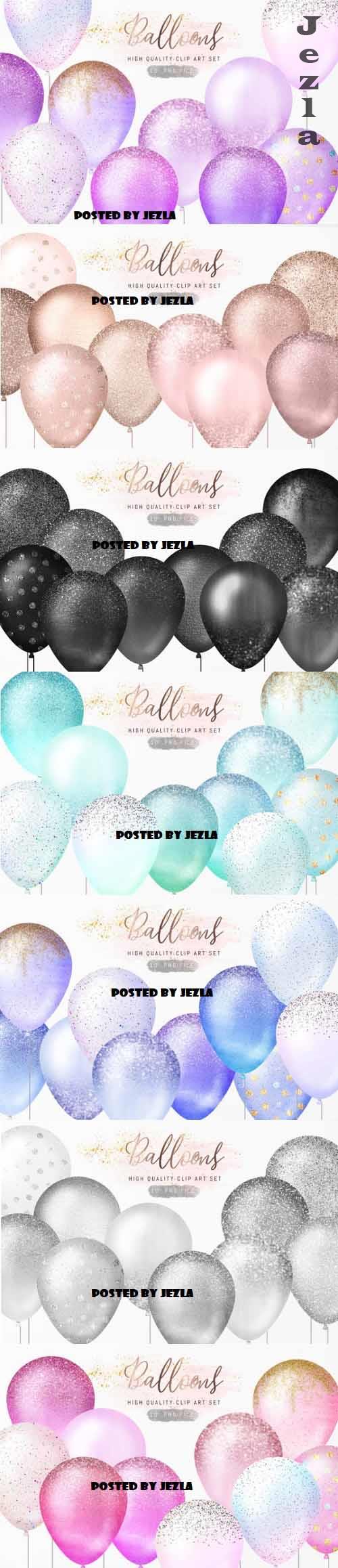 Glitter Sparkle Balloons Clipart Bundle Glitter Sparkle Balloons Clipart Bundle