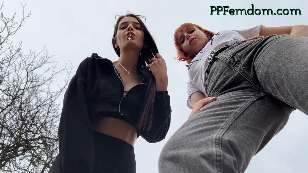 [ppfemdom.com] Bully Girls Spit On You And Order You To Lick Their Dirty Sneakers [2022 г., Femdom POV, Humiliation, Spitting, Foot Domination, Double Domination, 1080p, HDRip] (Sofi, Kira) ]
