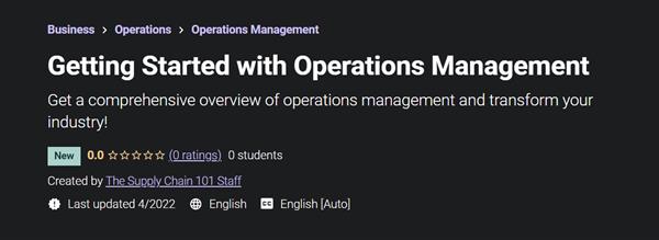 Getting Started with Operations Management