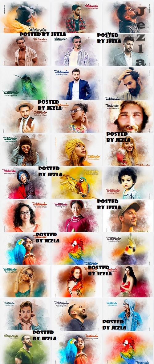 Watercolor Photo Effect Bundle V2 - 31 Premium Graphics