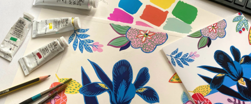 Paint to Print: Digitize a Gouache Floral Design for a Greeting Card