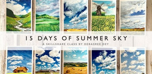15 Days of Summer Sky Landscapes вЂ“ Acrylic Paintings for Beginners