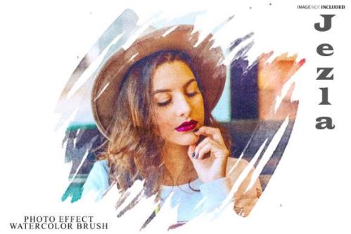 Watercolor Brush Photo Effect Psd 2