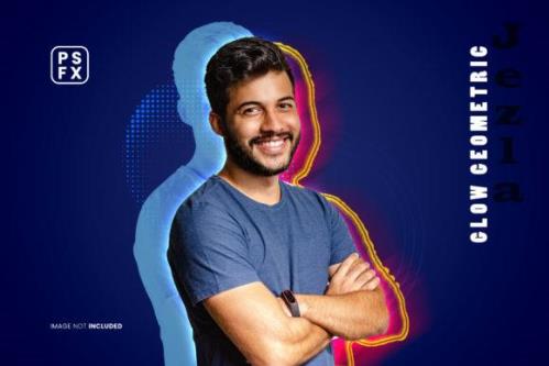 Glow Geometric Photo Effect Psd