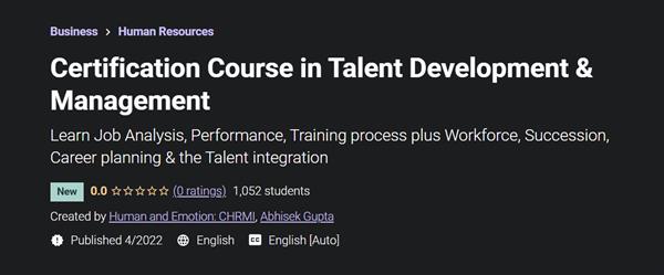 Certification Course in Talent Development & Management