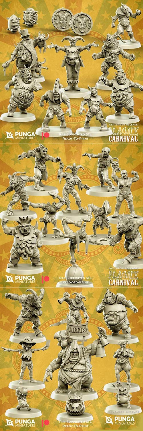 3D Print Models Punga Miniatures - Plague Carnival part 1-3