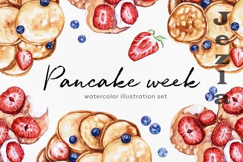 Watercolor food. Pancake week. Carnival. Shrovetide - 1172477