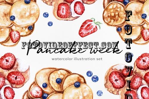 Watercolor food. Pancake week. Carnival. Shrovetide - 1172477