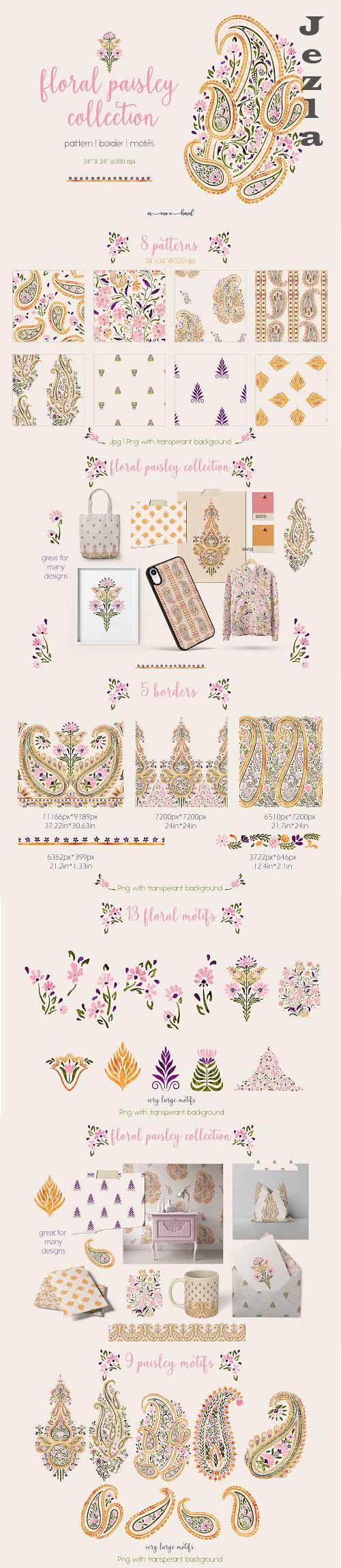 Floral paisley collection - 6828392