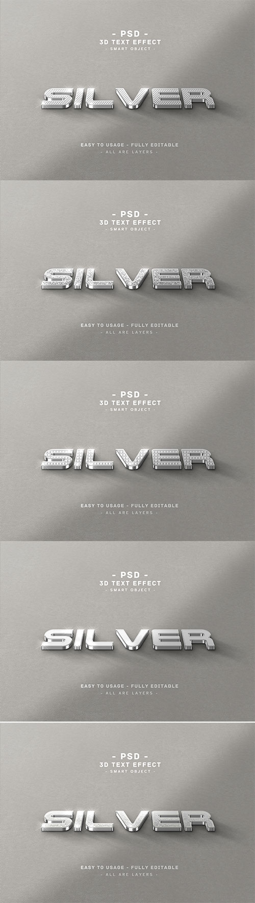 3d silver text style effect premium psd
