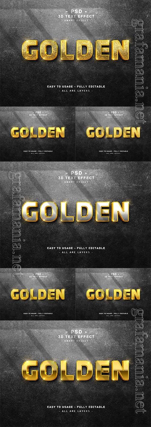 3d golden text style effect on wall premium psd