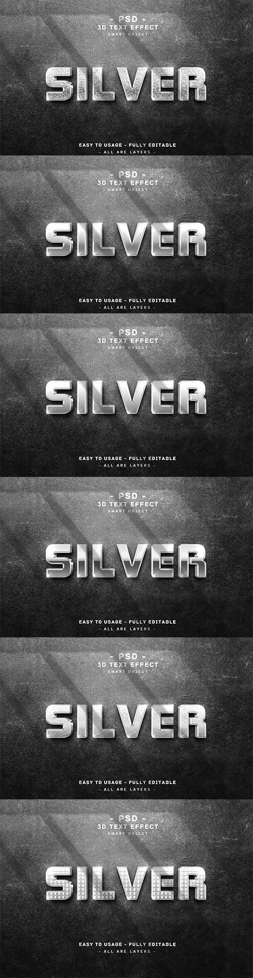 3d silver text style effect on wall premium psd