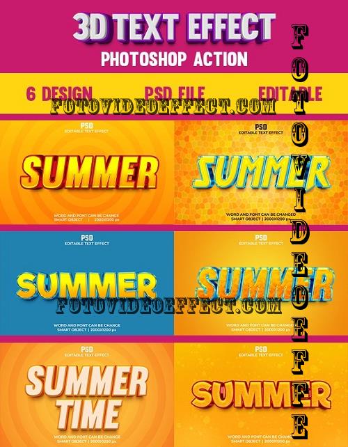 6 Summer Editable 3d Text Effect Pack - 37411738