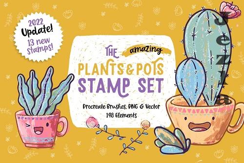 Procreate Plants & Pots Stamp Set - 4967504