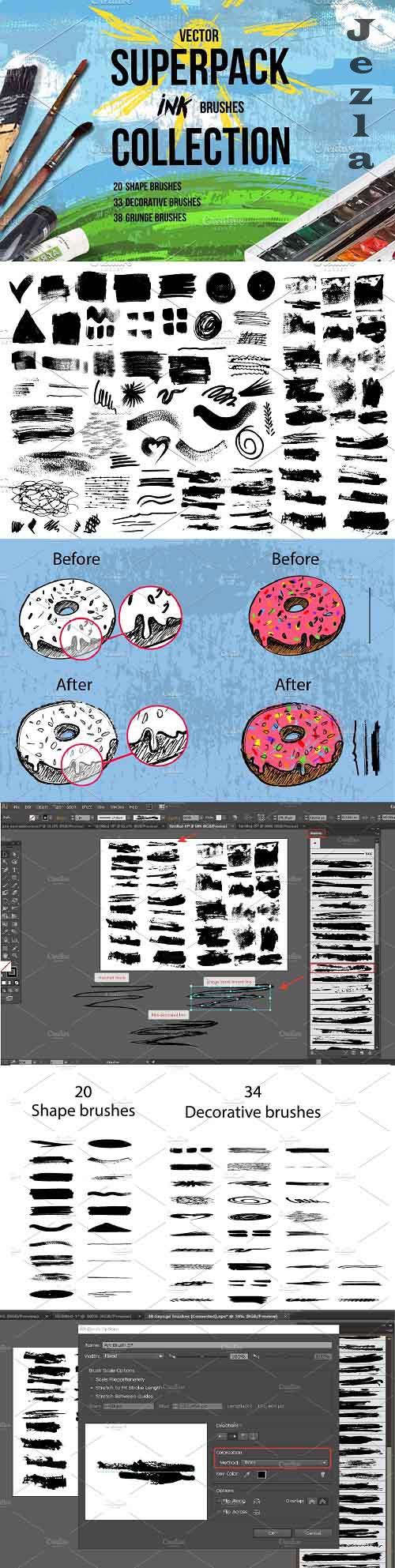 Superpack: 91 ink brushes - 1631378
