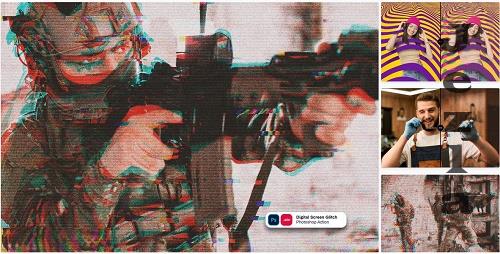 Digital Screen Glitch Photoshop Action