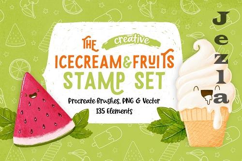 Procreate Icecream & Fruits Stamps - 5141932