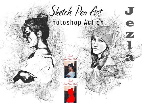 Sketch Pen Art Photoshop Action - 7163450