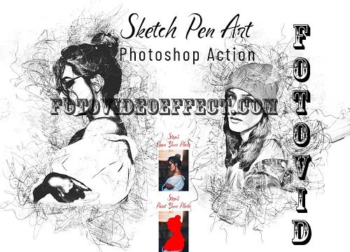 Sketch Pen Art Photoshop Action - 7163450