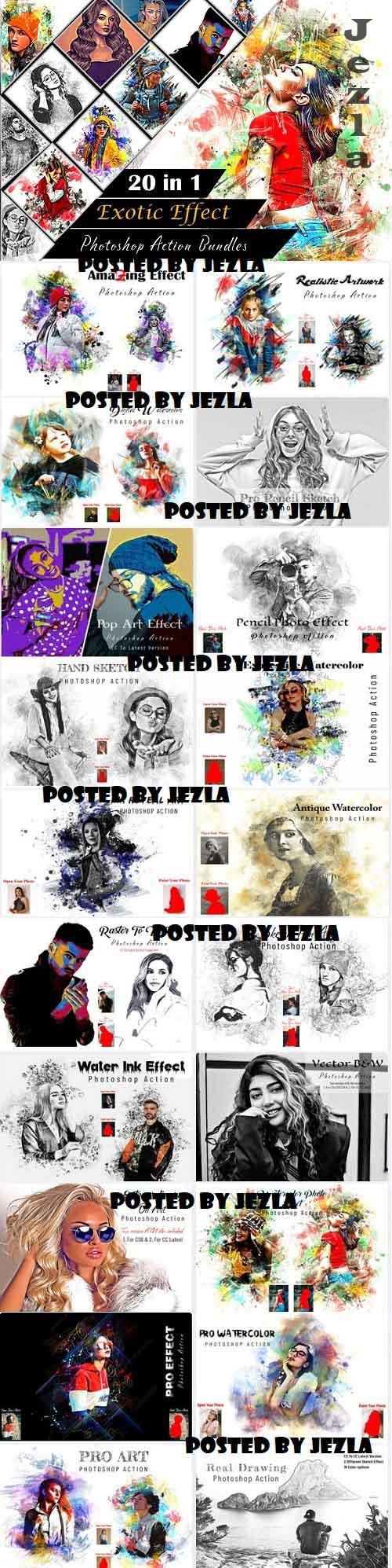 Exotic Effect Photoshop Action Bundles - 20 Premium Graphics