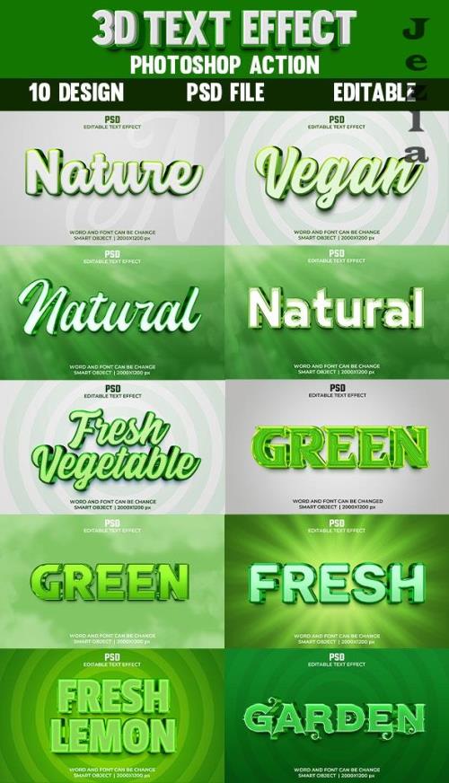 10 Nature Fresh Vegetable Editable Text Style Effect Pack - 37411346
