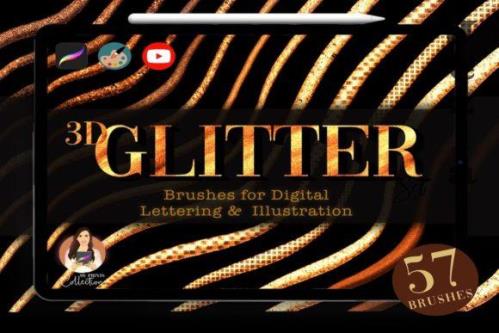 57 3D Glitter Procreate Brushes