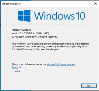 Windows 10 21H2 19044.1645 Consumer/Business Edition (x86-x64) April 2022 MSDN