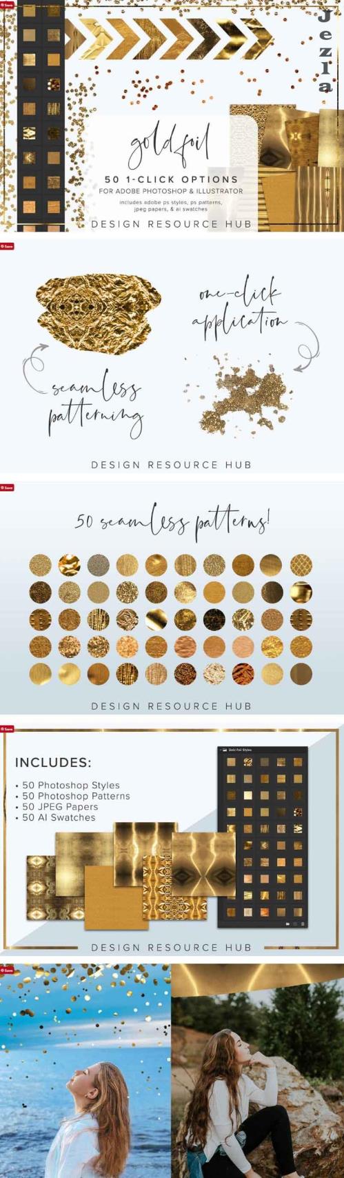Gold Foil Photoshop Style Pack - 6966029