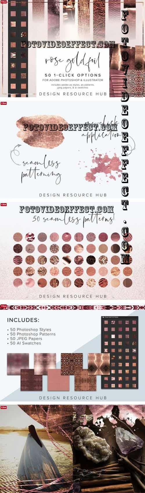 Rose Gold Foil PS Layer Style Pack - 6966096