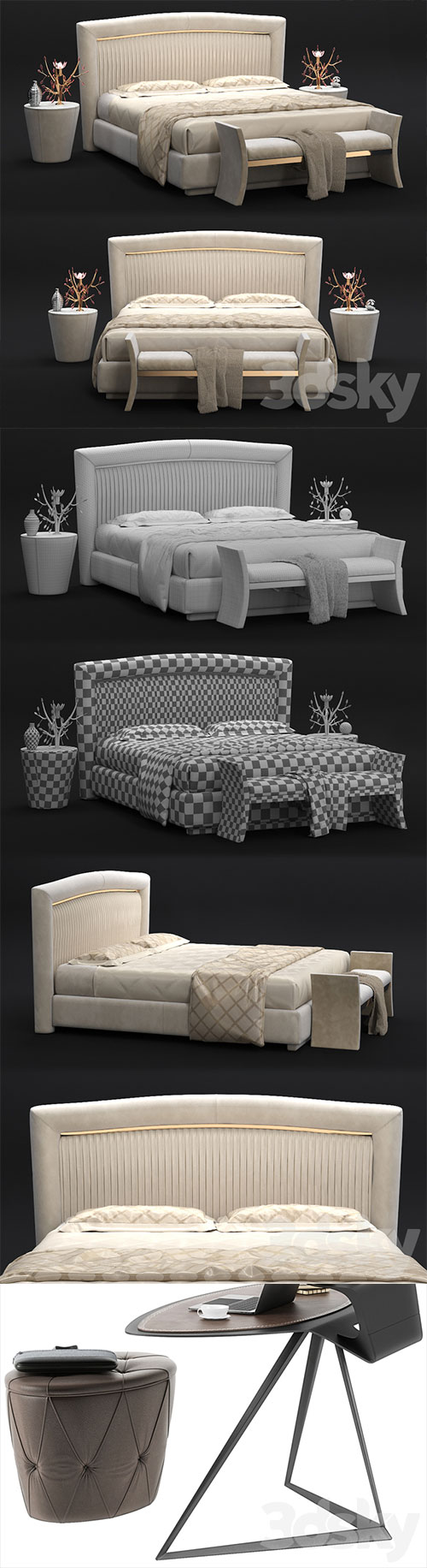 3D Models Bed Portofino Plissè and couch RICHARD