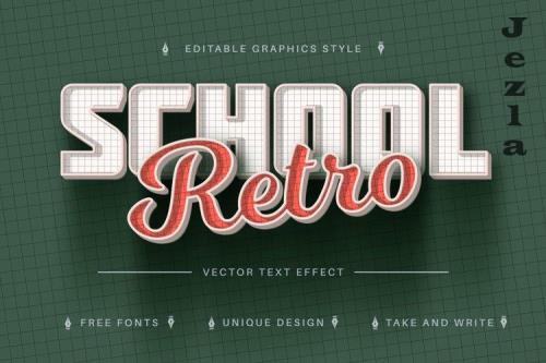 Retro School - Editable Text Effect, Font Style - 7163928
