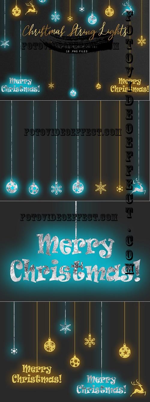 Christmas String Lights Clipart, Christmas Garlands - 1924549