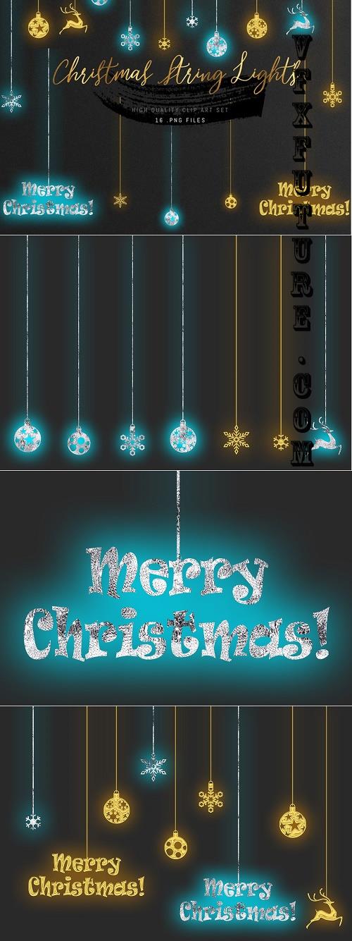 Christmas String Lights Clipart, Christmas Garlands - 1924549