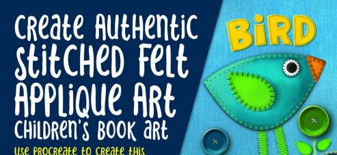 Authentic Stitched Felt Applique Art in Procreate With 10 Brushes Included