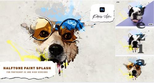 Halftone Paint Splash Photoshop Action