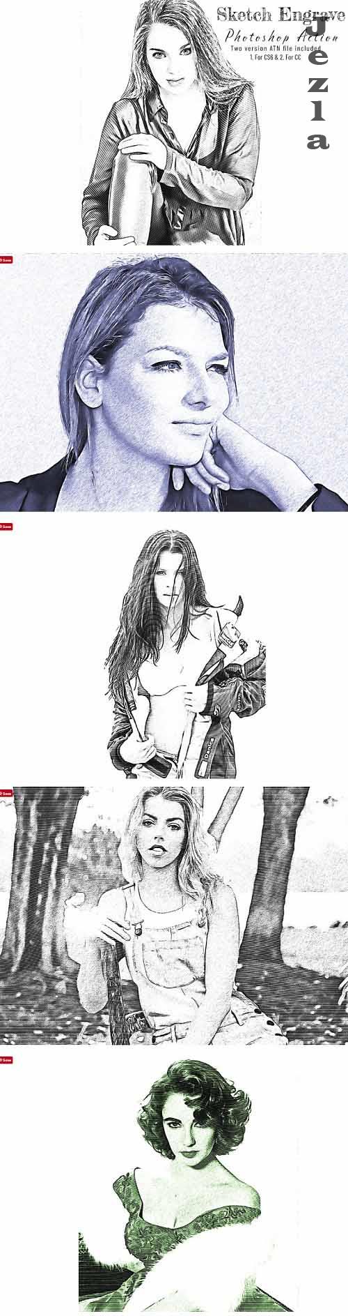 Sketch Engrave Photoshop Action - 7189939