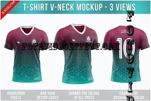 V-neck T-Shirt Mockup - 3XBDMG6