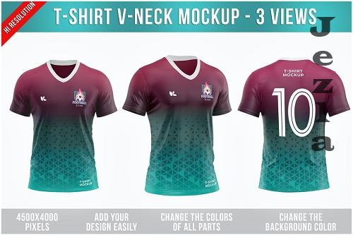 V-neck T-Shirt Mockup - 3XBDMG6