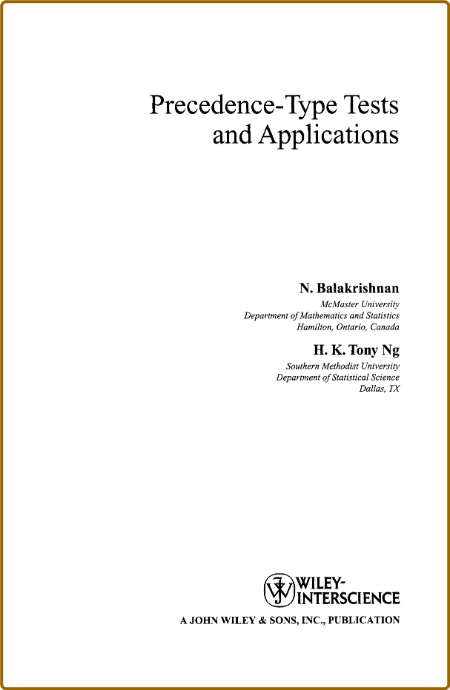 Precedence-Type Tests and Applications ( Series in Probability and Statistics) -N.... A96951731df444947c2673f71021ab9c