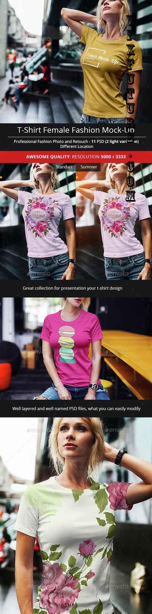 Female T-Shirt Fashion Mock-Up - 14707045