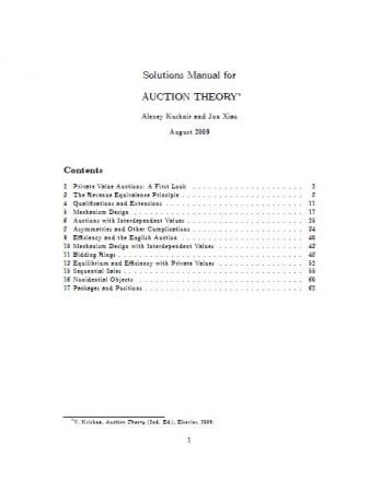 Solution Manual for Auction Theory