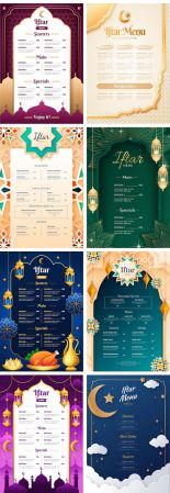 Ramadan Kareem   Realistic Iftar Menu Vector Templates Collection