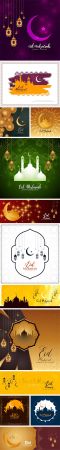 Eid Mubarak   Realistic Decorative Vector Templates Vol.2