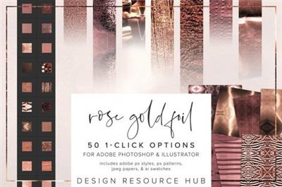 CreativeMarket   Rose Gold Foil PS Layer Style Pack 6966096